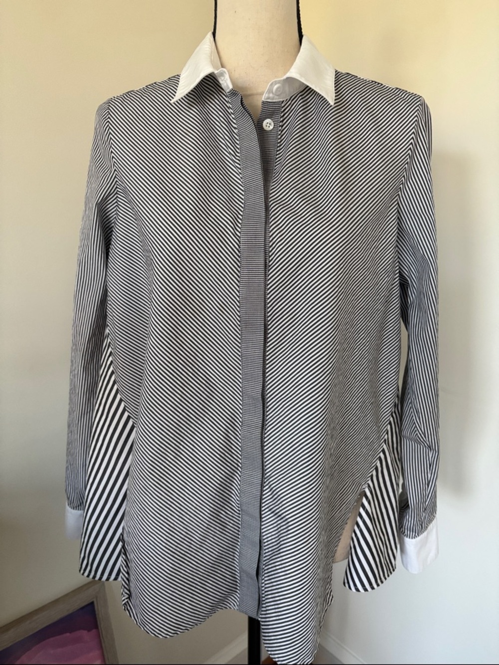Adam Lippes Striped Button-Down Shirt with White Collar